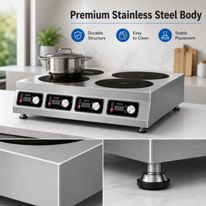 Heavy Duty Stainless Steel Tabletop Pot Stove 4 Burner Induction Cooker Durable Commercial Range for Professional Kitchen Use - Product Image 4