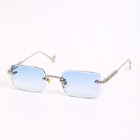 Lunettes de soleil rectangulaires sans monture 3602, monture en métal, verres en nylon teintés de luxe, lunettes de soleil pour hommes et femmes, style vintage Y2K, lunettes sans monture