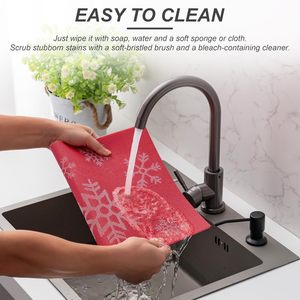 Manteles Individuales Navideños de Vinilo Tejido con Diseño de Copos de Nieve, Lavables y Fáciles de Limpiar, Resistentes al Calor y Antideslizantes para Mesa de Comedor - Product Image 3
