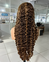 Peluca de Cabello Humano con Frontal de Encaje Completo 360 HD, Ondas Profundas, Densidad 250, Color P4/27, Sin Pegamento, Rizado Birmano