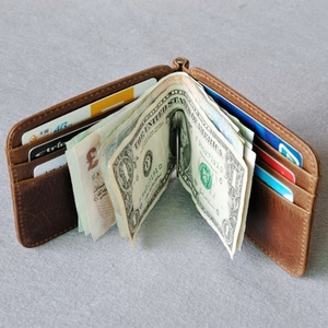 Boshiho Retro Fashion RFID Blocking <b>Card</b> Clip <b>Holder</b> Customized <b>Slim</b> Wallet with Coin Pocket for Men for Credit <b>Cards</b> - Product Image 2