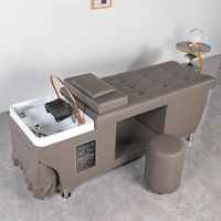 Fauteuil de lavage de luxe Winplus en cuir PU japonais avec circulation d'eau pour spa capillaire, salon de beauté, coiffure, massage thaïlandais et lit de shampoing