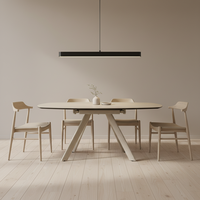 Ensemble de salle à manger moderne pour la maison avec table extensible en verre, structure en acier métallique, pour appartement, hôtel, villa, assemblé