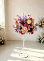 Boule de fleurs artificielles en soie, centre de table moderne de luxe, décoration de table de mariage, arrangement floral prêt à l'emploi