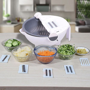 Rebanadora <span class=keywords><strong>de</strong></span> verduras multifunción 9 en 1, picadora, <span class=keywords><strong>rallador</strong></span> <span class=keywords><strong>de</strong></span> <span class=keywords><strong>cebolla</strong></span>, zanahoria y patata con cesta <span class=keywords><strong>de</strong></span> drenaje, trituradora <span class=keywords><strong>de</strong></span> verduras <span class=keywords><strong>de</strong></span> plástico PP - Product Image 2