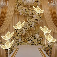 LANJO 1M Support de toile de fond pour événements, mariage, avec éclairage LED papillon en acier inoxydable, romantique, moderne et élégant
