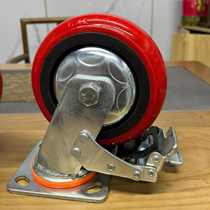 Roue pivotante robuste en polyuréthane thermoplastique avec support en acier zingué, verrouillable, amortisseur en polypropylène - Product Image 1