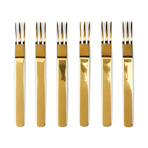 Set di 6 Forchette per Antipasti Placcate in Oro Wazzy per Servire Dessert - Product Image 1