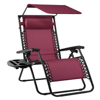 Chaises pliantes de camping, de jardin et de plage populaires, portables, de loisirs, à gravité zéro, avec auvent et porte-gobelet latéral