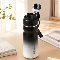 Botella Deportiva de 600 ml, Color Pastel Sólido, Termo Portátil a Prueba de Fugas, Taza Deportiva Minimalista para Hombres y Mujeres, 20 oz