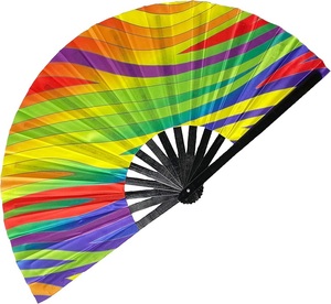 Vente en gros d'éventails personnalisés pliables à main de 13 pouces grand ventilateur Clack avec logo blanc de sublimation éventail en bambou pour cadeaux de <span class=keywords><strong>mariage</strong></span> fantaisie - Product Image 1