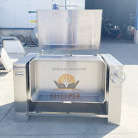 Marmite de cuisson industrielle inclinable grande capacité 150L-320L, électrique ou à gaz, en acier inoxydable, facile à nettoyer