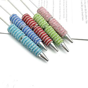 2025 Wholesale Striped Full Diamond Beaded <b>Pen</b> Heavy Industry Ballpoint <b>Pen</b> High Profile Luxury Manual Burst <b>Pen</b> - Product Image 3