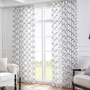 Panneau de Rideau en Voile Blanc Brodé de Diamants Translucides, Broderie <span class=keywords><strong>Marocaine</strong></span>, Rideaux Transparents pour Chambre et Salon - Product Image 1