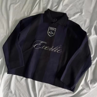 Pull en maille pour homme, coupe carrée, à rayures verticales, avec logo brodé personnalisé, style polo, pour le football, fabriqué sur mesure