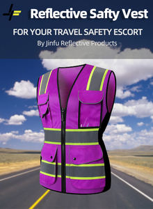 Neon amarelo reflexivo jaqueta de segurança colete feminino com guarnição alongada roxo e malha premium roupas reflexivas - Product Image 5