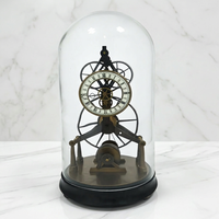 Horloge squelette à mécanisme fusee 5 jours, style français antique, en laiton ovale, avec cadran en porcelaine artisanal et pendule en laiton