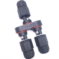 JiaHui IP67 68 1In 2 Out 2 3 4 Pin M21 Male Female Y Type Connecteur à vis 3 Way Outdoor Waterproof Electrical Plastic Connector