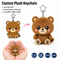 Porte-clés personnalisé en peluche ours brun 5 cm, mini ours en peluche, breloque de sac, jouet doux, pendentif, OEM ODM, logo personnalisé