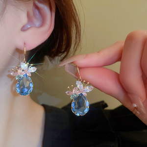 Pendientes de joyería de estilo francés Zircon mariposa gradiente cristal gota de agua pendientes al por mayor - Product Image 4
