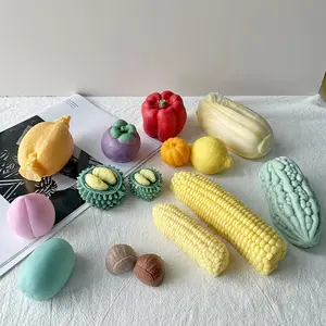 INTODIY-Molde de silicona para decoración de escritorio, vela de aromaterapia de yeso, tema de vegetales y frutas, molde de silicona para velas