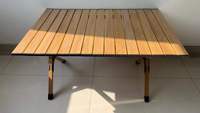 Table pliante de camping en plein air, grande taille, en aluminium, grain de bois