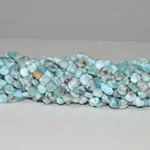 Aita 6-8mm Irregular Natural Blue Dominica Larimar Beads Long Strand Mineral Gemstones For DIY Jewelry
