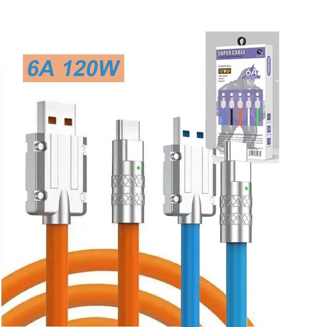 Customize 1M 2M 3 Meter 6A 66W 120W Usb a to Type C Usb-C Micro Silicone Soft Pd Charger Fast Charging Phone Data Cable