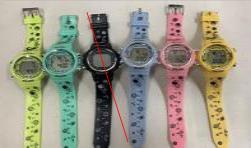 Orologio digitale per bambini, colori misti, cinturino in plastica, quadrante da 30 mm, cassa rotonda, chiusura con fibbia, resistente all'acqua, per bambini, giochi all'aperto - Product Image 1