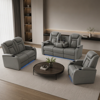 Fauteuil inclinable moderne en cuir pleine fleur, extensible, avec appuie-tête électrique double, pour gaming et home cinéma, avec table plateau, chargeur USB et porte-gobelet