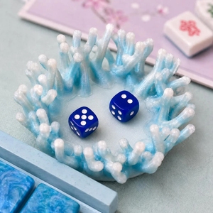 Coral Mahjong <b>Dice</b> <b>Tray</b> – Ocean-Inspired <b>Dice</b> Holder for American Mahjong - Product Image 1