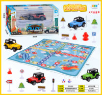 Mini-voitures miniatures en métal moulé sous pression avec tapis de jeu, camions de police, de pompiers, de secours, militaires et agricoles en alliage, jouet de simulation pour enfants
