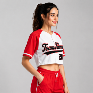 Custom Embroidery Women Cropped V Neck Baseball Jersey Game Day Cheer Uniform Mesh Button Down Baseball Jersey - Product Image 4