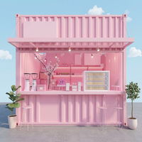 Restaurant-bar modulaire préfabriqué en conteneur rose, boutique, cuisine, cabine 20ft 40ft pour magasin de restauration rapide