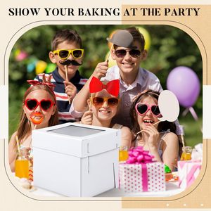 Cajas de pastel de cartón corrugado resistente al agua de alta calidad, cubo cuadrado ecológico, ventanas transparentes para comida, pastel, postre - Product Image 5