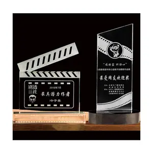 Slate Shaped Crystal Glas Clapperboard Trofee Voor Memorial Film Plaques