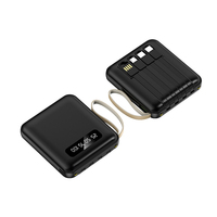 AXPB-007, Batería Externa Mini de 10000mAh en Oferta, con Cuatro Cables Integrados, Portátil, de Gran Capacidad, con Pantalla Digital