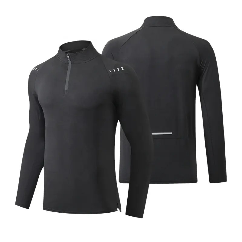 Men's Running Quick Dry Athletic Shirts O-neck Pullover Long Sleeve for Men Gym Sweatshirts with High Elastic Fabric