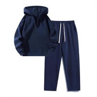 Ensemble décontracté 2 pièces pour hommes et femmes : Sweat à capuche demi-zippé respirant en maille et pantalon large – Style Hip Hop Hiver Tendance Urbaine