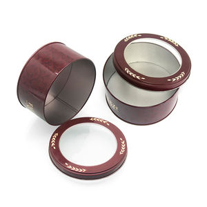 กล่องดีบุกทรงกลมแบบกำหนดเอง ขายส่ง กล่องโลหะเปล่าสำหรับบรรจุภัณฑ์ กล่องดีบุกนูนลายสำหรับใส่คุ้กกี้ เค้ก - Product Image 1