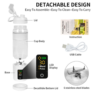 Blender portable, mini-presse-agrumes, tasse rechargeable par USB, petits appareils <span class=keywords><strong>de</strong></span> cuisine pour smoothies aux fruits - Product Image 3