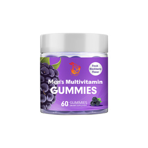 Gommes multivitaminées pour hommes avec vitamines B12, D et zinc, favorisant le métabolisme énergétique et l'immunité, saveur mûre - Product Image 1