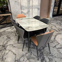 Ensemble table et chaises de salle à manger en bois brillant de style italien moderne, luxe léger, forme rectangulaire, pour la maison, petit appartement