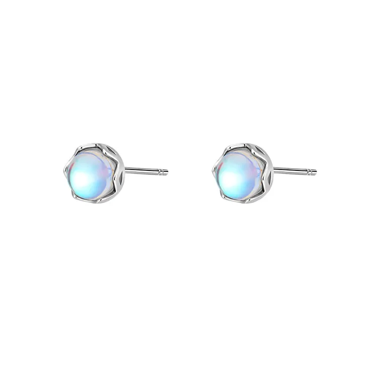 925 Sterling Silver Moonstone Stud Earrings For Women Style Girl 2022 jewelry