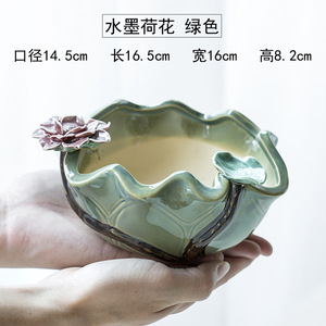 Pot de fleurs charnues en céramique, jardinière faite à la main, poterie respirante, pot de <span class=keywords><strong>plante</strong></span> succulente de grand diamètre, <span class=keywords><strong>bassin</strong></span> en porcelaine hydroponique <span class=keywords><strong>lotus</strong></span> - Product Image 4