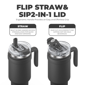 מכירת הטוב ביותר באיכות גבוהה ביותר של 40 עוז טאמבלר חסין דליפה חיצונית נסיעות ספל עם ידית וקש 2-in-1 מכסה - Product Image 3