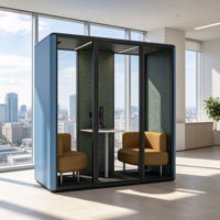 Cabine de réunion insonorisée modulaire moderne, cabine acoustique d'intimité avec éclairage LED, cabine d'isolation mobile pour bureau, télétravail, vidéoconférence