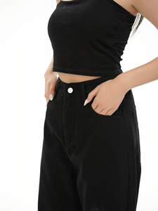 Wholesale Custom Made <strong>Plus</strong> <strong>Size</strong> Winter Wear Cargo <strong>Pants</strong> for Women Loose Fit Washed Black Cargo Trousers - Product Image 5