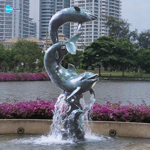 تمثال نافورة دولفين برونزي مخصص للحدائق الخارجية - Product Image 3