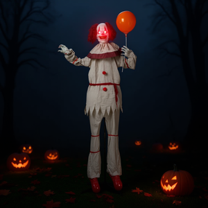 Decoración de payaso de Halloween de 5.7 pies con ojos rojos y globo, decoración iluminada con LED para exteriores para fiestas de Halloween - Product Image 2